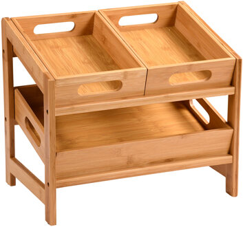 Kesper Keuken aanrecht etagiere - hout - opzet rekje - 39 x 26 x 35 cm - Keukenhulphouders