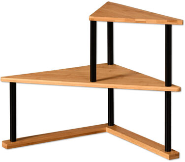 Kesper Keuken aanrecht hoek etagiere - 2 niveaus - bamboe - rekje/organizer - 52 x 30 x 39 cm - lichtbruin