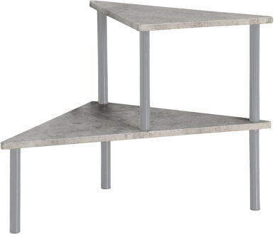 Kesper Keuken aanrecht hoek etagiere - 2 niveaus - hout/metaal - rekje/organizer - 53 x 38 x 38 cm - grijs