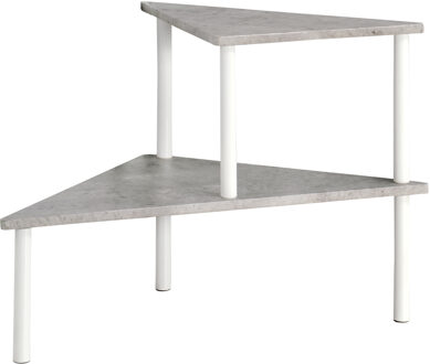 Kesper Keuken aanrecht hoek etagiere - 2 niveaus - hout/metaal - rekje/organizer - 53 x 38 x 38 cm - wit