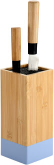 Kesper Keuken messenblok - Bamboe - 10 x 10 x 23 cm - lichtbruin/blauw - universele houder