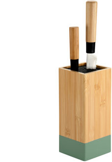 Kesper Keuken messenblok - Bamboe - 10 x 10 x 23 cm - lichtbruin/groen - universele houder