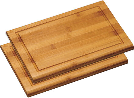 Kesper keuken snijplank - 2x - 21 x 31 cm - Bamboe hout - Keuken - Dikke snijplank