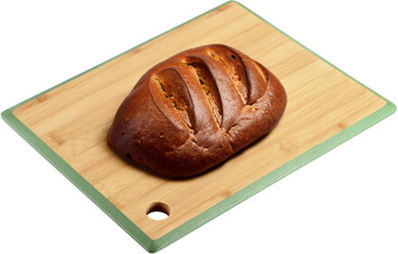 Kesper Keuken voedsel bereiden snijplank - 23 x 15 cm - bamboe hout - groene rand
