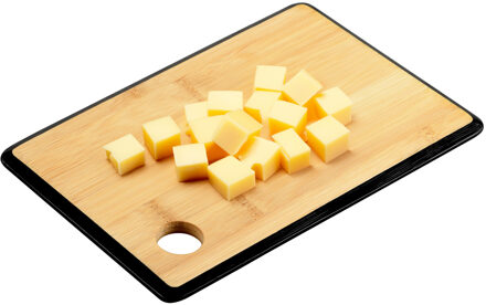 Kesper Keuken voedsel bereiden snijplank - 23 x 15 cm - bamboe hout - zwarte rand