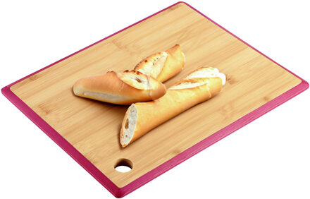 Kesper Keuken voedsel bereiden snijplank - 35 x 26 cm - bamboe hout - rode rand