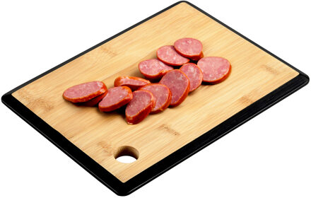 Kesper Keuken voedsel bereiden snijplank - 35 x 26 cm - bamboe hout - zwarte rand