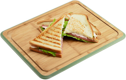 Kesper Keuken voedsel bereiden snijplank - 40 x 30 cm - bamboe hout - groene rand