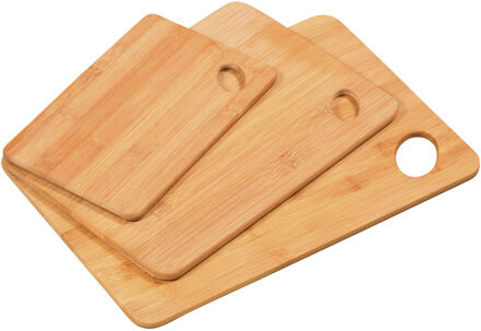 Kesper Keuken voedsel bereiden snijplanken - set 3x stuks - bamboe hout - verschillende formaten