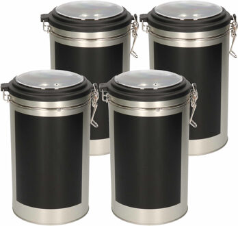 Kesper keuken voorraadblik met krijtbord schrijfvlak - 4x - 11 x 19 cm - zilver - 1.8 liter