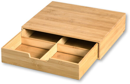 Kesper Koffiecups lade - capsules/theezakjes - bamboe - 30x31x10 cm