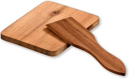 Kesper onderzetters voor gourmet pannetjes - 8x - luxe acacia hout - 10 x 8 cm - gelakt