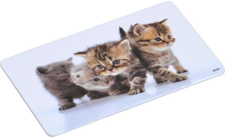 Kesper Ontbijtbordjes - kitten print - 2x plankje - 14x24cm - voor kinderen - katten design