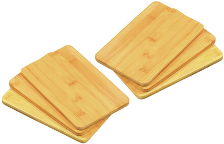 Kesper Ontbijtplankjes set 6x stuks - bamboe hout - 22 x 14 cm - lichtbruin - Snijplanken