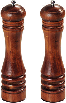Kesper pepermolen - 2x - zoutmolen - donkerbruin beukenhout - 26 cm - verstelbare maling
