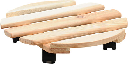 Kesper Plantenpot trolley - hout - lichtbruin - rond - 35 x 35 cm - max 100 kilo