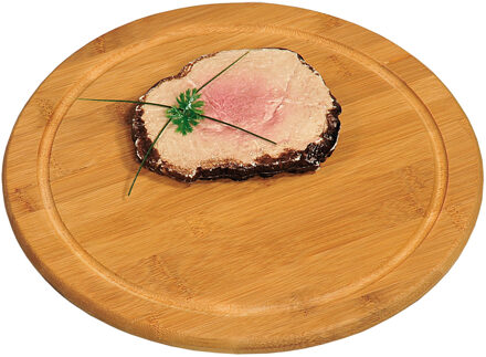 Kesper ronde bamboe houten ontbijt plank/snijplank - 6x stuks - met sapgroef - Dia 30 cm