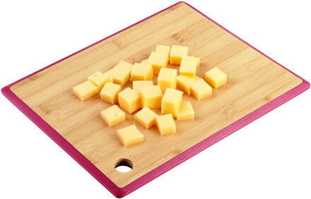 Kesper Snijplank - 27 x 19 cm - bamboe hout - rode rand - luxe versie
