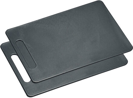 Kesper Snijplank - 2x - kunststof - grijs - 24 x 34 cm - met handvat - Groente/fruit snijplanken