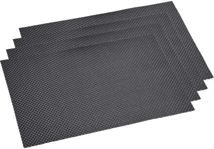 Kesper tafel placemats/onderleggers - 10x - zwart - 29 x 43 cm - Diner/Ontbijt - kunststof geweven
