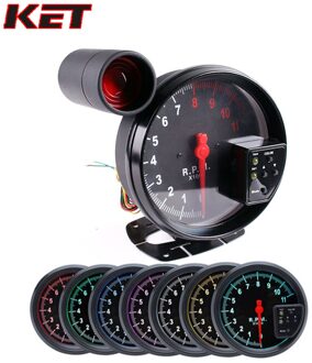 Ket 5 Inch Auto Rpm 11000K Toerenteller Gauge Digitale Voor 1-10 Cilinder Motor Voertuigen 7 Kleur Backlight led Shift Light Rpm Meter