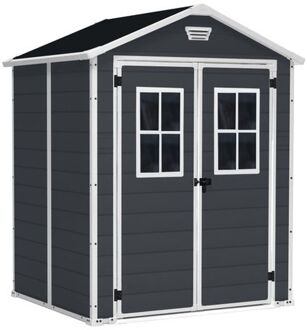 Keter Manor 65 Tuinhuis - 185x152x226cm - dubbele deuren + ramen - Antraciet Grijs