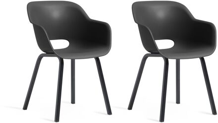 Keter Noa Tuinstoel - 2 stuks - 55x56,5x80cm - metalen onderstel - Grijs