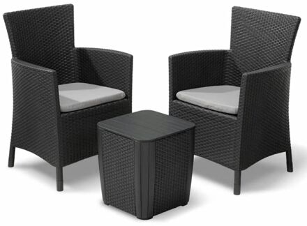 Keter Tuintafel en stoelen Grafiet Grijs