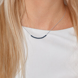 Ketting Curb 15 Pearls Black Cultuur White Gold Zwart