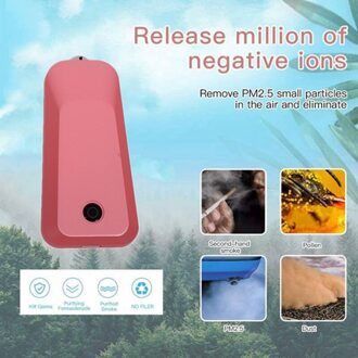 Ketting Luchtreiniger Thuis Mini Usb Draagbare Wearable Ketting Negatieve Ionen Generator Usb Personal Air Cleaner roze