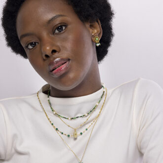 Ketting Luxenter Besya afgewerkt in 18k geel goud Groen - One Size