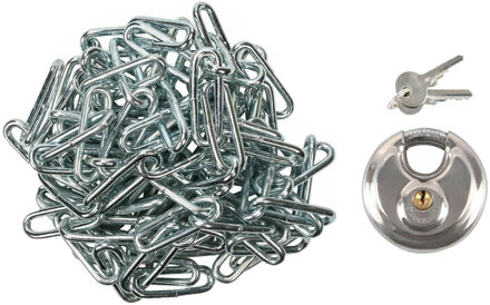 Ketting met discusslot - staal - 3 m - 3 mm - kettingsloten