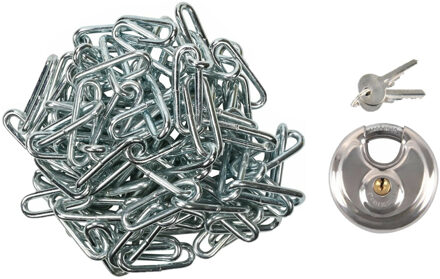 Ketting met discusslot - staal - 3 m - 4 mm - kettingsloten
