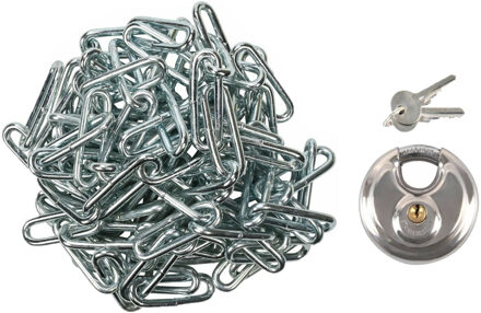 Ketting met discusslot - staal - 3 m - 6 mm - kettingsloten