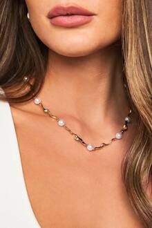 Ketting Met Gedraaide Pareldetails, Gold - ONE SIZE