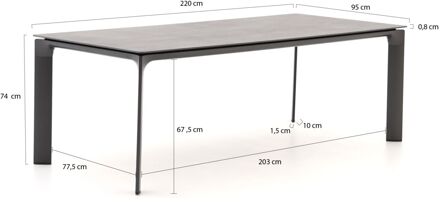 Kettler Diamond dining tuintafel 220x95cm - Laagste prijsgarantie! Grijs