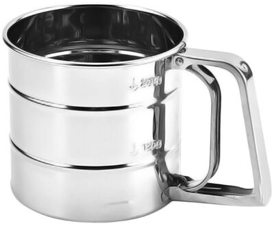 Keuken 3 Laag Meel Zeef Suiker Shaker Makkelijk Schoon Mesh Zeefje Manual Mechanische Gebak Gereedschap Rvs Handheld Cup