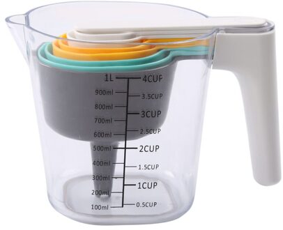 Keuken 9-Delige Set Maatbeker Lepel Set Met Een Schraper Een Trechter Plastic 100Ml Plastic Maatbeker cup Met Schaal