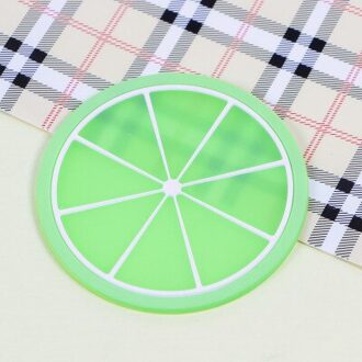 Keuken Accessoires 2 Pcs Fruit Siliconen Cup Coaster Groente Stijl Hittebestendige Placemat Fruit Drankje Tafel Mat Keuken Gadget groen oranje