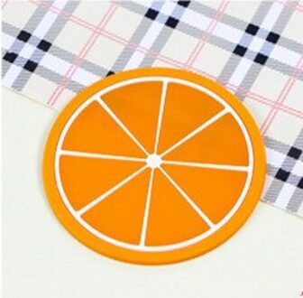 Keuken Accessoires 2 Pcs Fruit Siliconen Cup Coaster Groente Stijl Hittebestendige Placemat Fruit Drankje Tafel Mat Keuken Gadget oranje