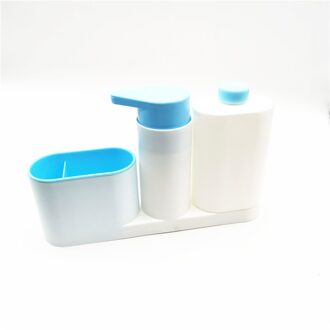 Keuken Accessoires Badkamer Zeepdispenser Fles Opbergdoos Withtank Spons Borstel Houder Rack Keuken Gadgets 3 Grids blauw