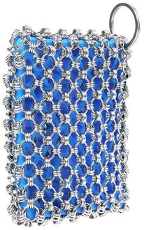 Keuken Accessoires Gietijzer Rvs Reiniger Chainmail Scrubber Voor Koekenpan Wok Pot Pan Pre-Gekruid Barbecue Blue3 Rings