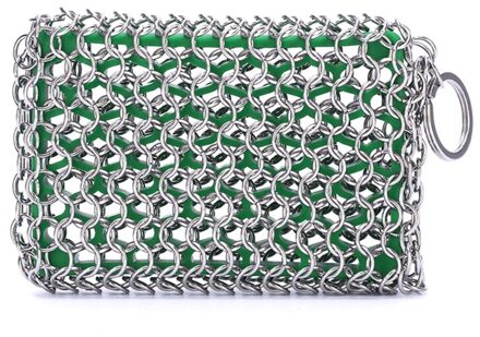 Keuken Accessoires Gietijzer Rvs Reiniger Chainmail Scrubber Voor Koekenpan Wok Pot Pan Pre-Gekruid Barbecue Green1 Ring