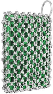 Keuken Accessoires Gietijzer Rvs Reiniger Chainmail Scrubber Voor Koekenpan Wok Pot Pan Pre-Gekruid Barbecue Green3 Rings