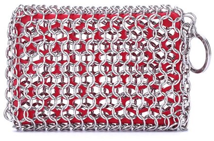 Keuken Accessoires Gietijzer Rvs Reiniger Chainmail Scrubber Voor Koekenpan Wok Pot Pan Pre-Gekruid Barbecue Red1 Ring