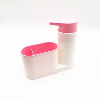 Keuken Accessoires Keuken Gadget Badkamer Zeepdispenser Fles Opbergdoos Withtank Spons Borstel Houder Rack 2 grids roze