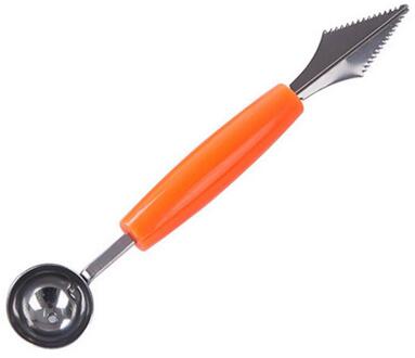 Keuken Accessoires Koken Schoppen 2 In 1 Lange Handvat Meloen Scoop Plastic Lepel Vergiet Soep Groente Zeef Keuken Gereedschap oranje