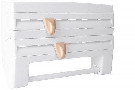 Keuken Accessoires Opslag En Orde Vershoudfolie Opbergrek Met Blade Snijden Voedsel Dispenser Folie Papier Handdoekenrek wit