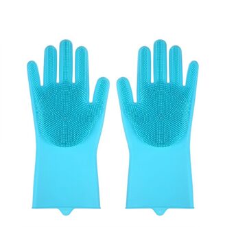 Keuken Accessoires Reinigingsborstel Afwassen Magic Silicone Handschoenen Fruit Groente Bestek Keukengerei Borstels Keuken Gadgets Blauw