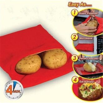 Keuken Accessoires Rode Wasbaar Potato Bag Bakken Tool Beheersbaar 4 Aardappelen Magnetron Te Koken Tool